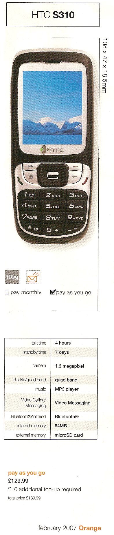 HTC S310 Orange