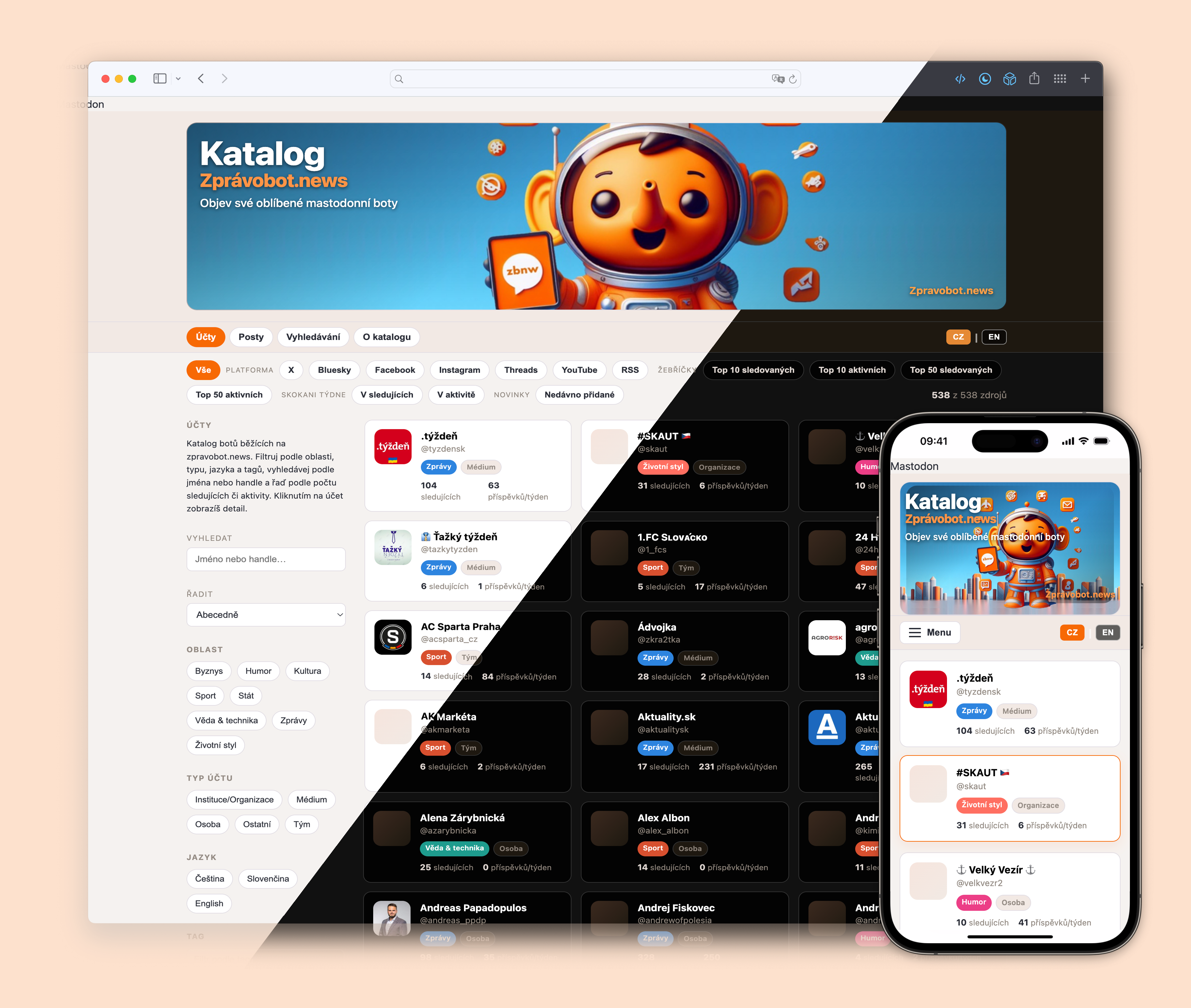 Screenshot Katalog (katalog.zpravobot.news)